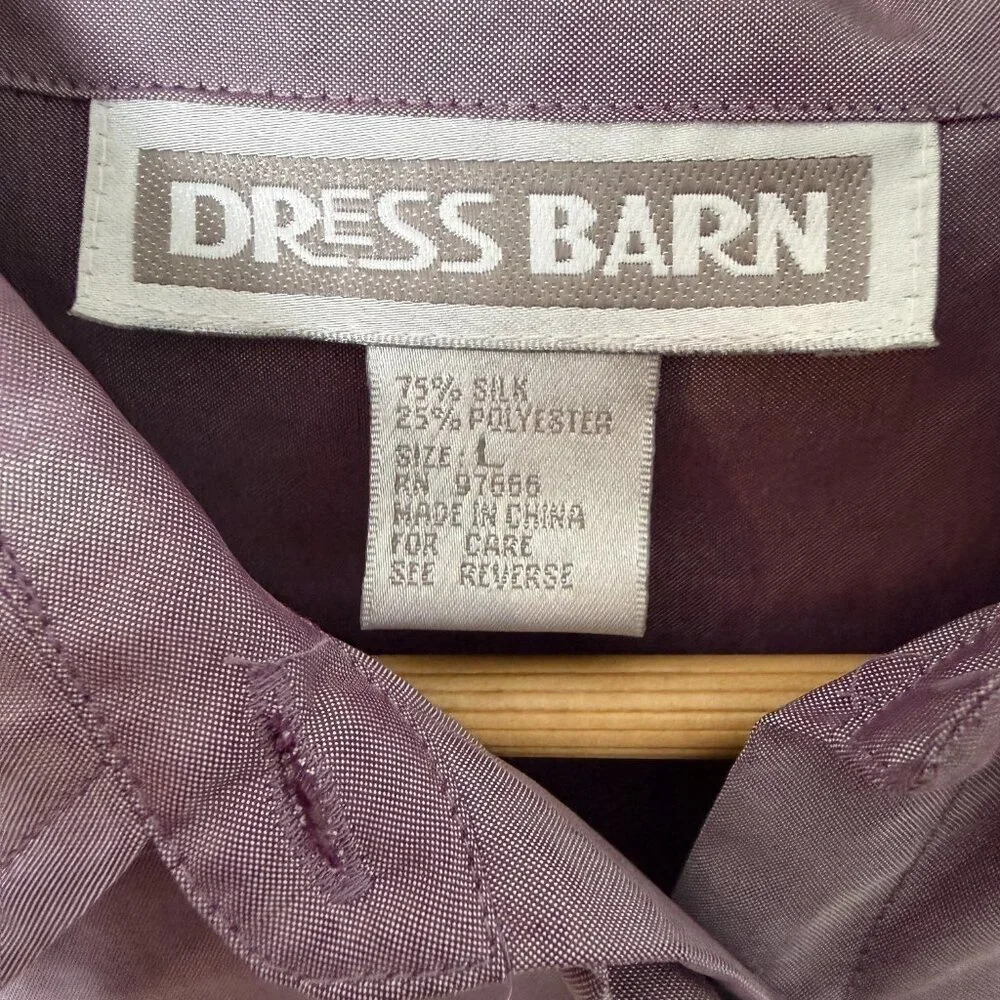 2/$30 Dress Barn Silk Blend Purple Button Down Top Large